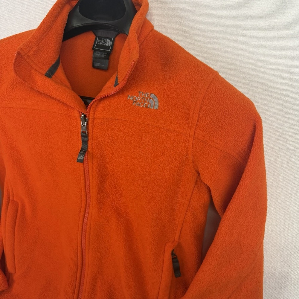 The North Face Boys Full Zip Fleece Jacket Orange Pockets Medium (10/12)